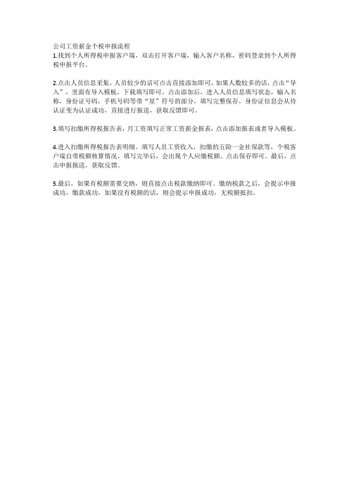 公司工资薪金个税申报流程