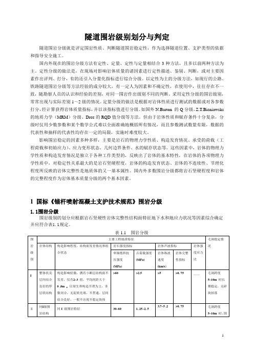 隧道围岩类别划分与判