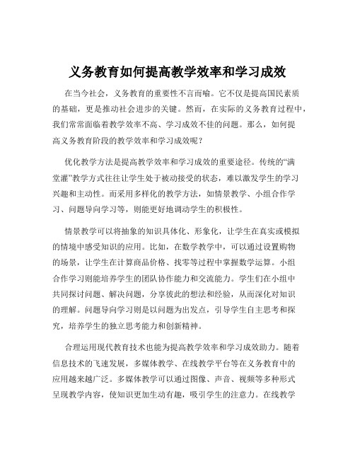 义务教育如何提高教学效率和学习成效