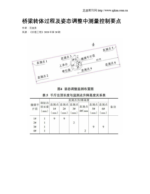 桥梁转体过程及姿态调整中测量控制要点