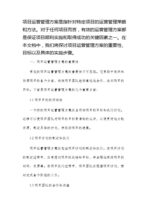 项目运营管理方案