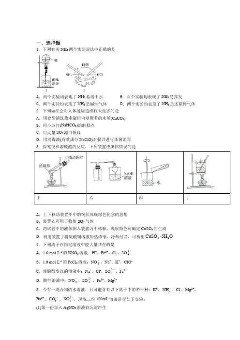 高中化学必修二第五章《化工生产中的重要非金属元素》经典题(3)