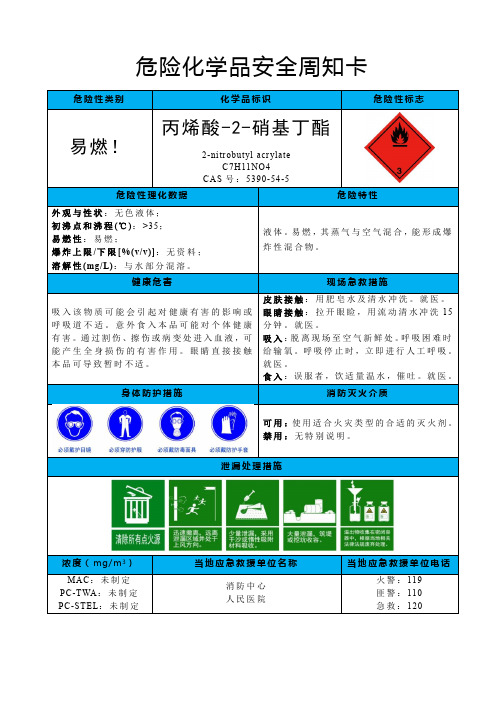 丙烯酸-2-硝基丁酯-危险化学品安全周知卡