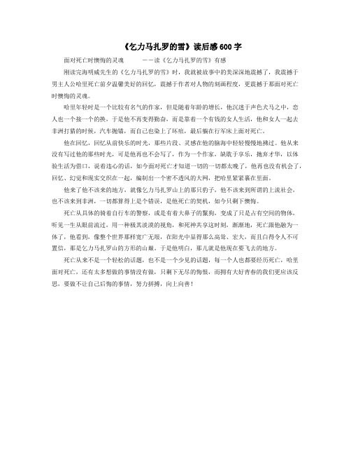 《乞力马扎罗的雪》读后感600字