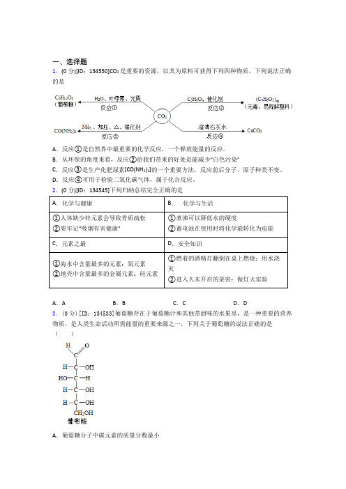 初中化学九年级上册第十二单元《化学与生活》测试题(含答案解析)