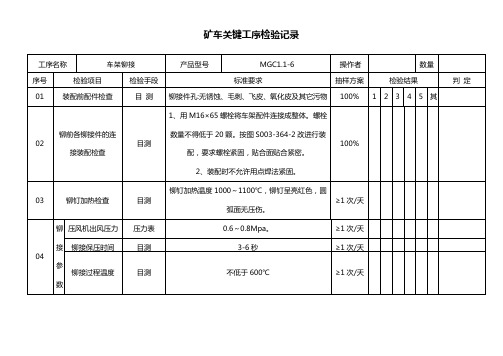 矿车关键工序检验记录