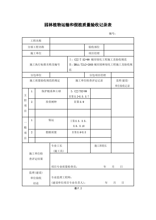 植物报验收相关表格