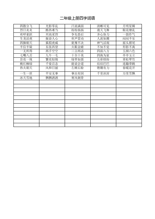 二年级上册四字词语