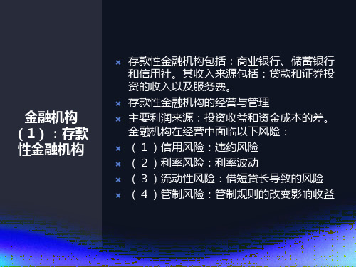 金融机构和金融市场的组织与结构