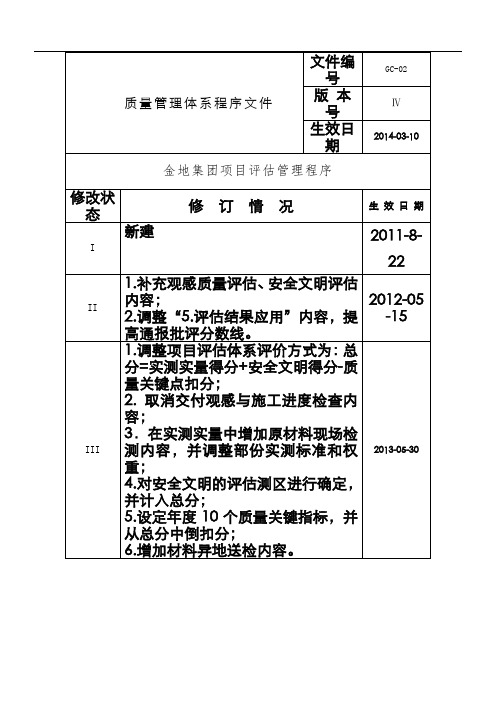 金地集团项目评估管理程序4.0版(评审版)