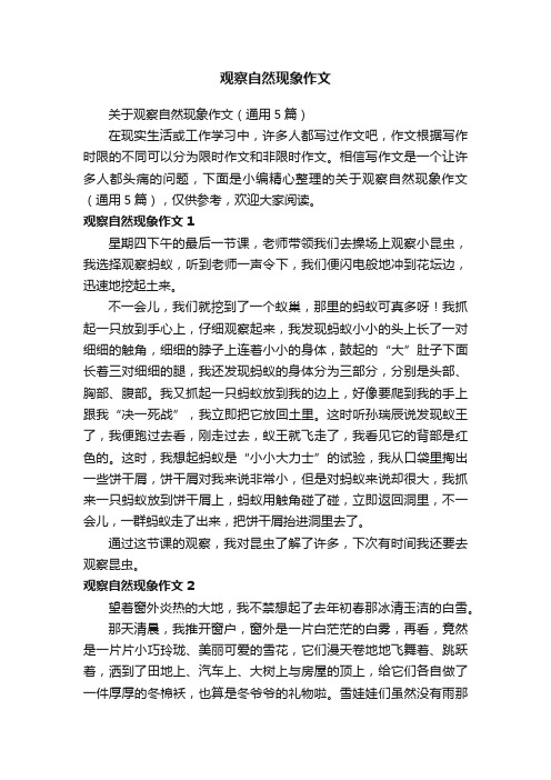 关于观察自然现象作文（通用5篇）