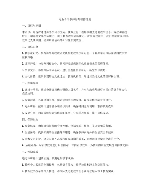 专业骨干教师海外研修计划