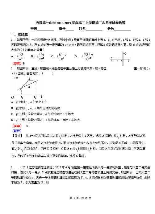 应县第一中学2018-2019学年高二上学期第二次月考试卷物理