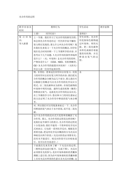 光合作用的过程