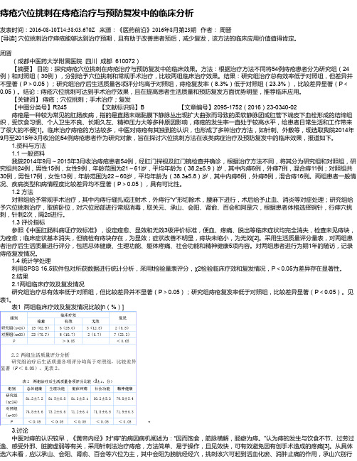 痔疮穴位挑刺在痔疮治疗与预防复发中的临床分析