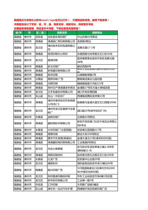 2020新版福建省漳州市印刷工商企业公司商家名录名单黄页联系电话号码地址大全76家