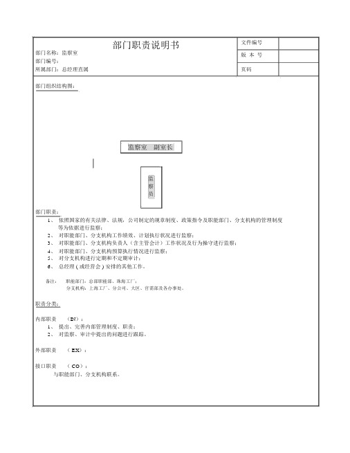 岗位说明书监察室