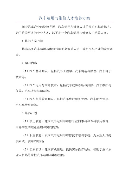 汽车运用与维修人才培养方案