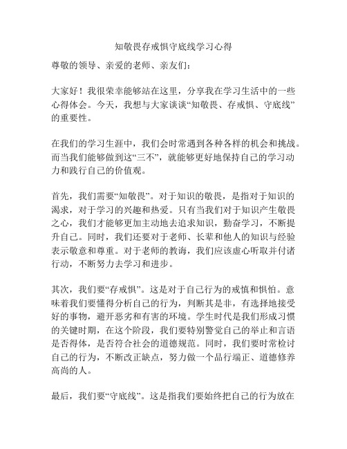 知敬畏存戒惧守底线学习心得