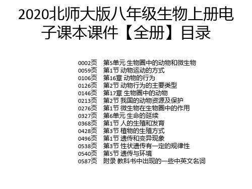 2020北师大版八年级生物上册电子课本课件【全册】