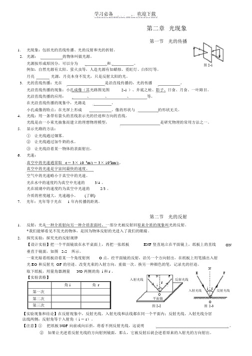 初中物理知识点精细笔记-第二章光现象(学生版)-新人教