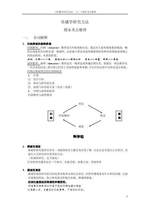 传播学研究方法期末考点整理