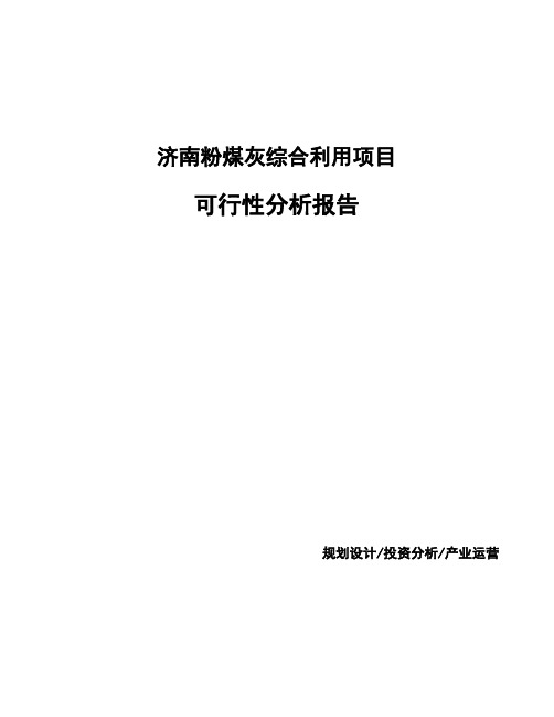 济南粉煤灰综合利用项目可行性分析报告