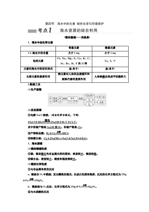 2019届一轮复习鲁科版 海水中的元素 绿色化学与环境保护 学案