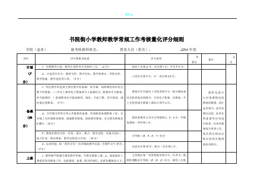 教师教学常规工作考核量化评分细则