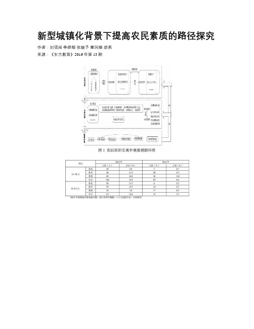 新型城镇化背景下提高农民素质的路径探究