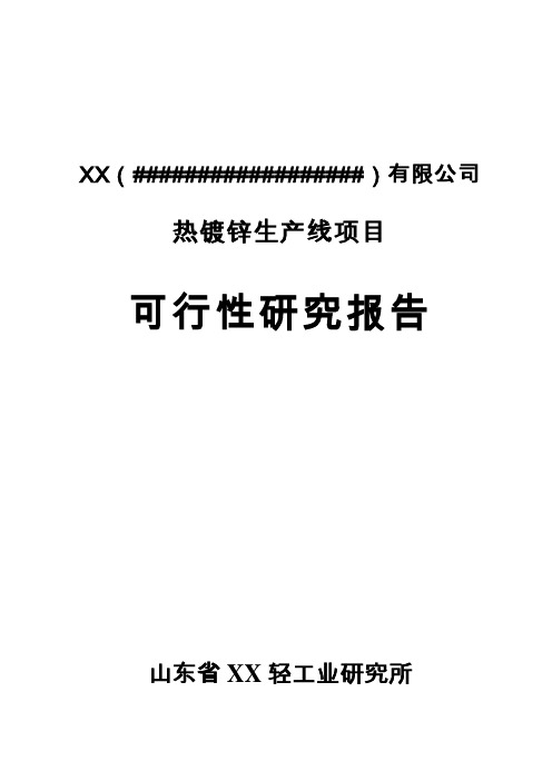 热镀锌生产线建设项目策划书