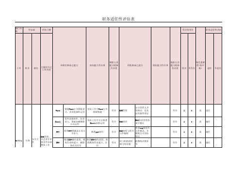 职务适任性评估表(安全主任)