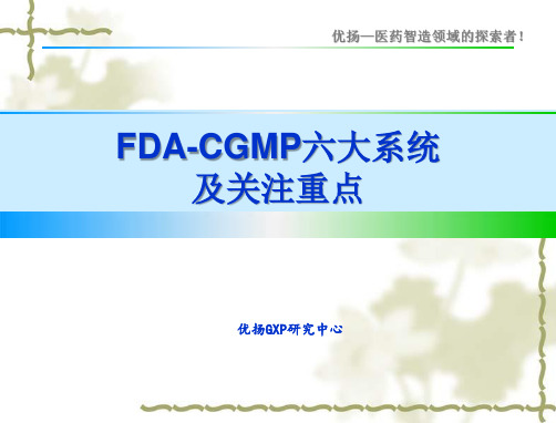 FDACGMP六大系统及关注重点