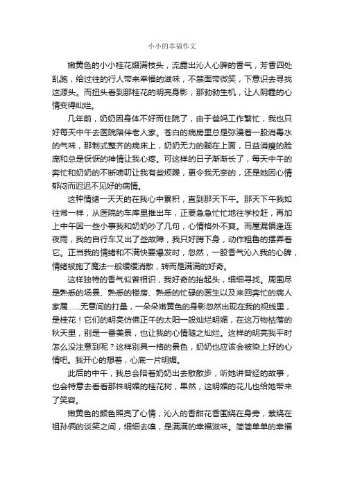 小小的幸福作文_作文650字_初三作文_