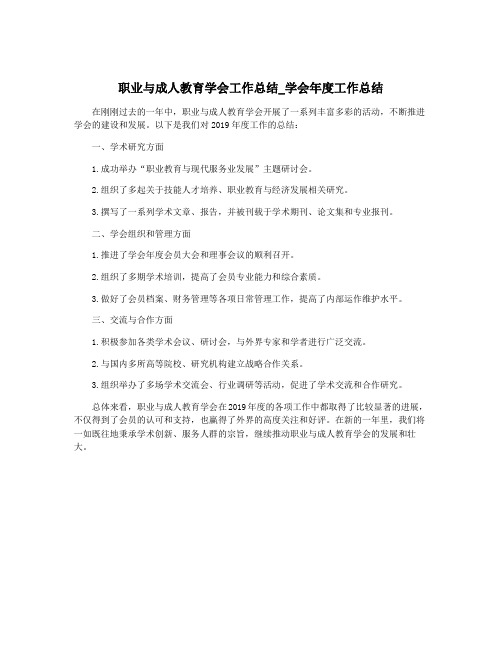 职业与成人教育学会工作总结_学会年度工作总结