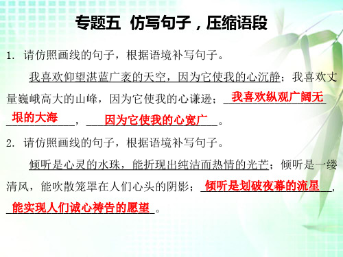 2019秋人教部编版九年级语文复习课件：专题五仿写句子,压缩语段(共34张PPT)