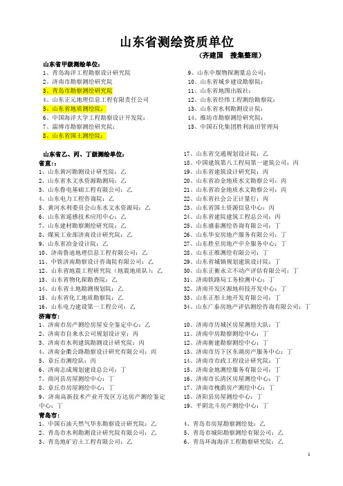 山东省资质测绘单位