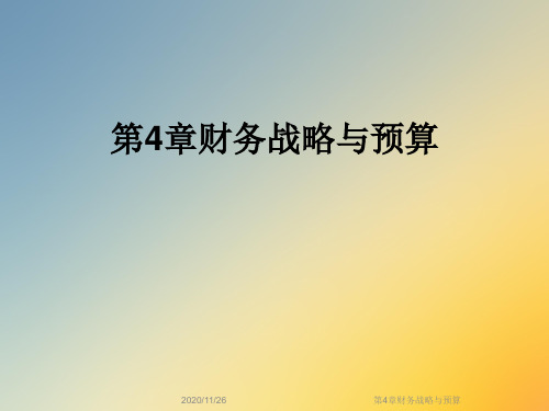 第4章财务战略与预算