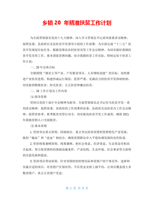乡镇20年精准扶贫工作计划