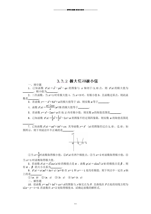 苏教版高中数学选修1-1高二课时训练3.3.2极大值和极小值.docx