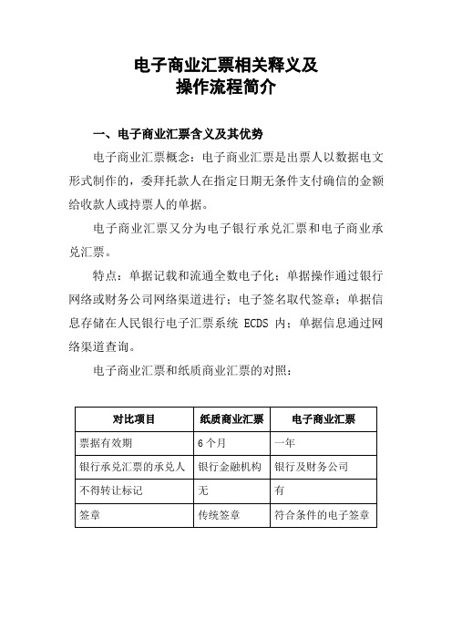 电子商业汇票概念电子商业汇票是出票人以数据电