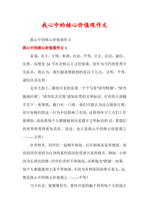 我心中的核心价值观作文