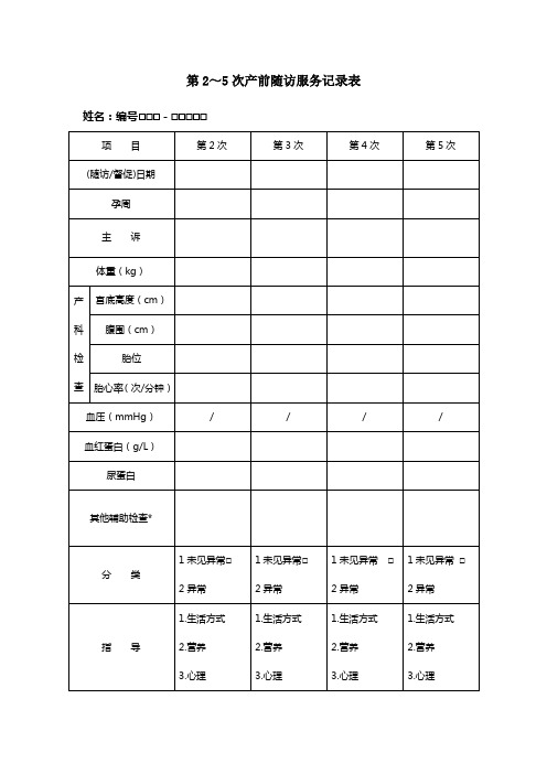 第2～5次产前随访服务记录表