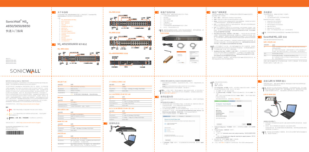 SonicWall NSa 4650 5650 6650 快速入门指南说明书