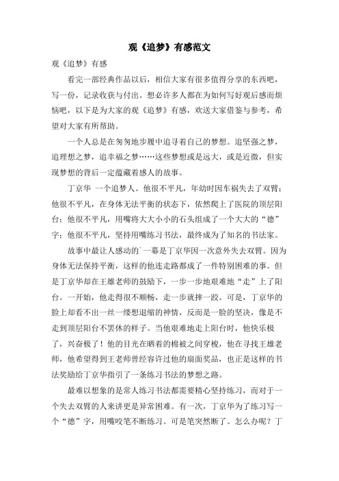 观《追梦》有感范文