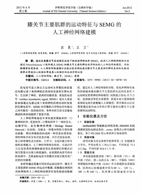 膝关节主要肌群的运动特征与SEMG的人工神经网络建模