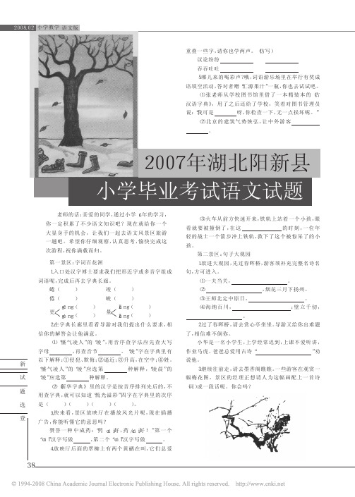 2007 年湖北阳新县 小学毕业考试语文试题.