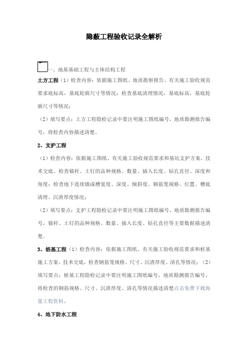 隐蔽工程验收记录全解析