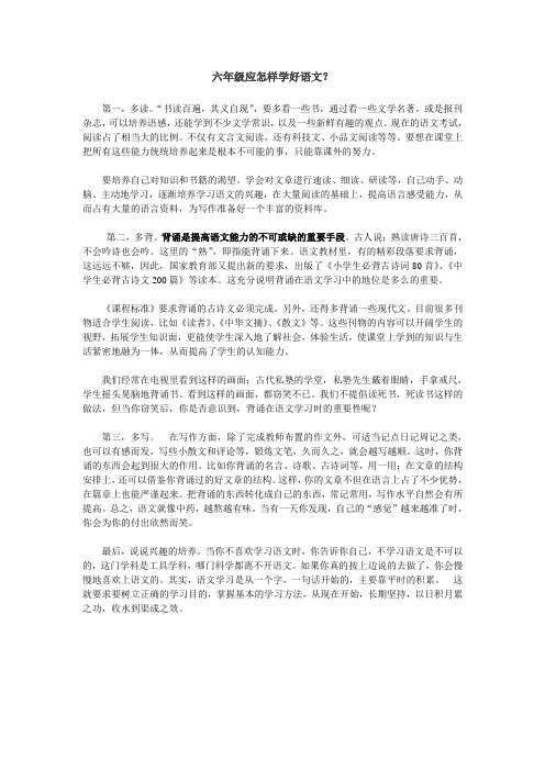 六年级应怎样学好语文