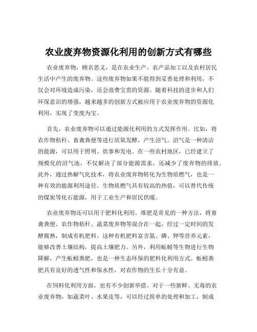 农业废弃物资源化利用的创新方式有哪些